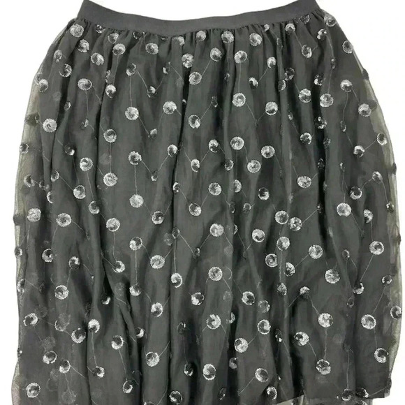 Ann Taylor Sequined Tulle Midi Skirt Black/Gray Silver Size M Party Cocktail - Picture 9 of 10